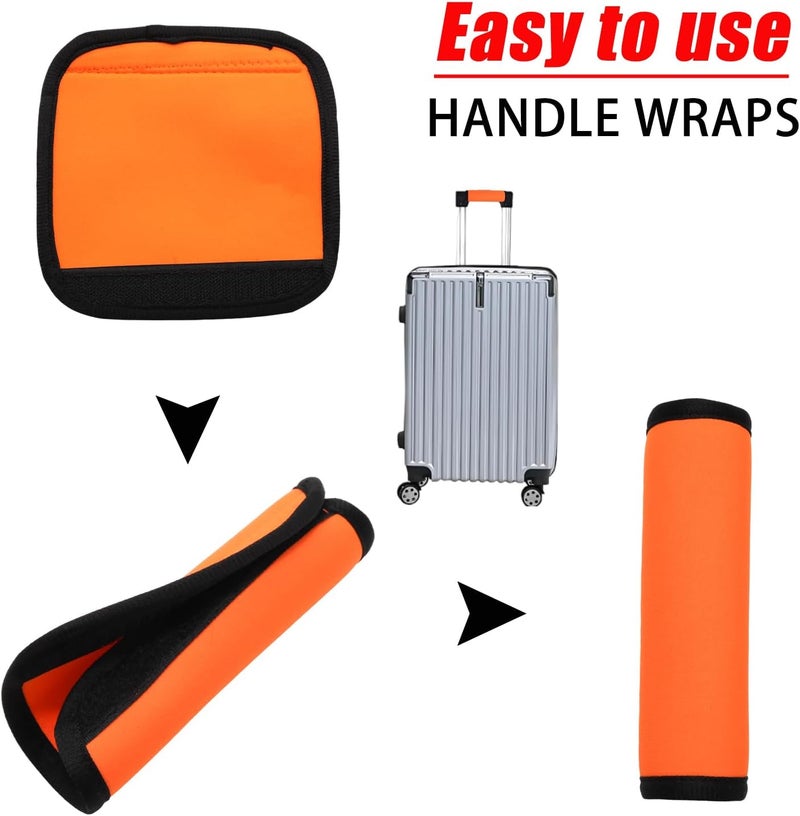 JAKOUE 2pcs Luggage Handle Wraps For Suitcase- Soft Suitcase Handle Covers for Travel Accessories（ Orange,Bright Color for Suitcase Tags Identifiers ） - Image 4